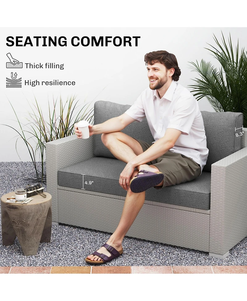 Outsunny 5 Patio Furniture Cushions Outdoor Loveseat