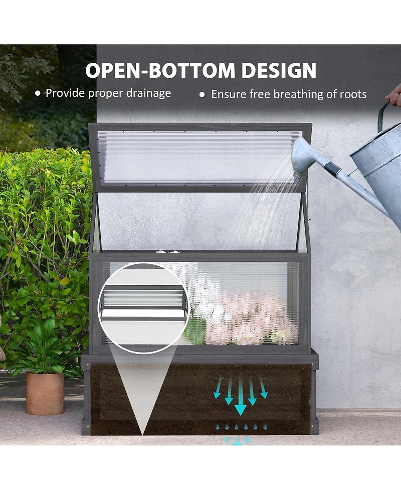 Outsunny Raised Garden Bed with Wooden Cold Frame