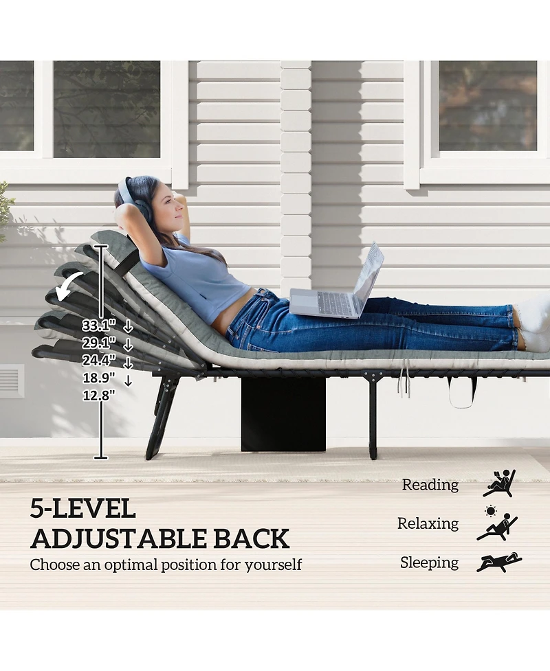 Outsunny Outdoor Lounge Chairs, Reclining Folding Chaise Lounge, /