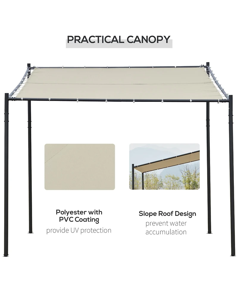 Outsunny 10' x 9' Outdoor Wall Patio Gazebo Canopy w/ Polyester Roof