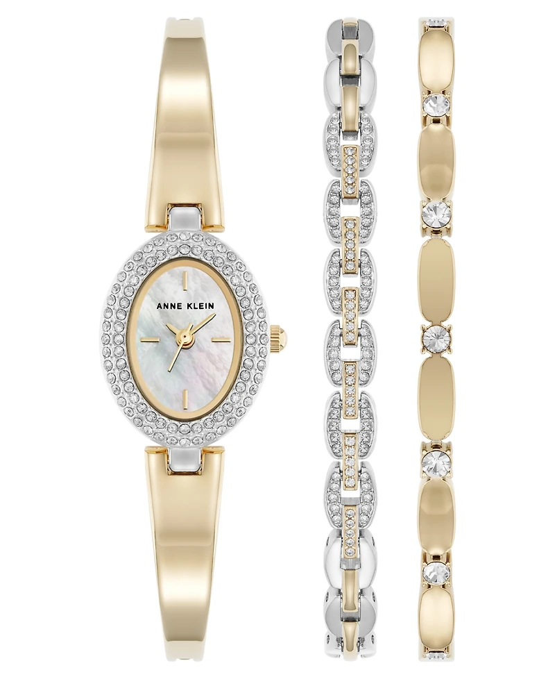 Anne Klein Women's Quartz Two-Tone Metal Alloy Bracelet Watch Set, 18mm