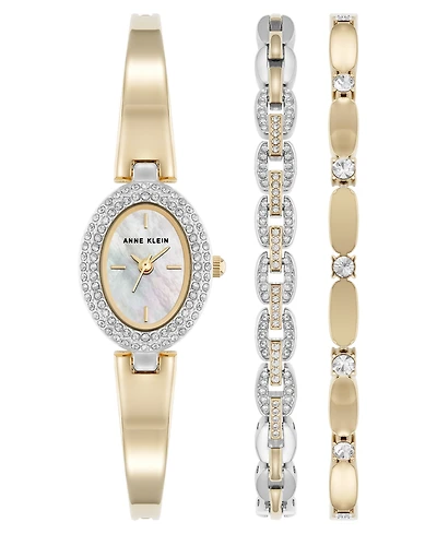 Anne Klein Women's Quartz Two-Tone Metal Alloy Bracelet Watch Set, 18mm