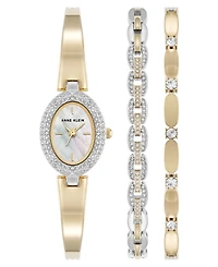 Anne Klein Women's Quartz Two-Tone Metal Alloy Bracelet Watch Set, 18mm