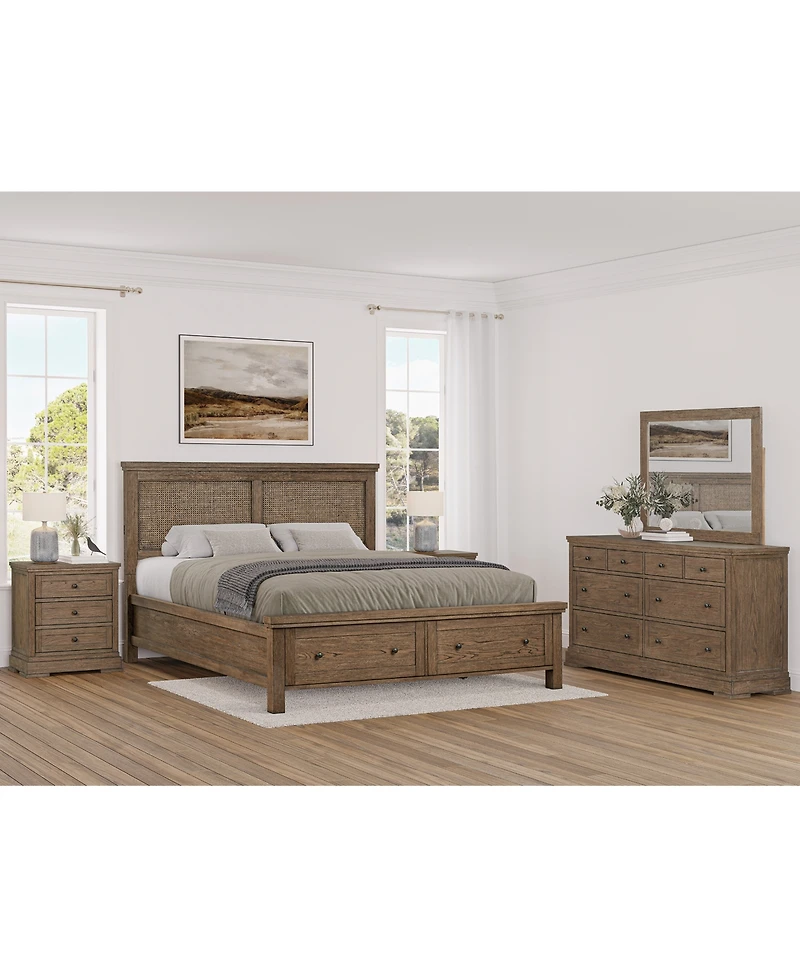 Alverton 3 Pc. California King Cane Storage Set (Bed, Dresser & 3-Drawer Nightstand