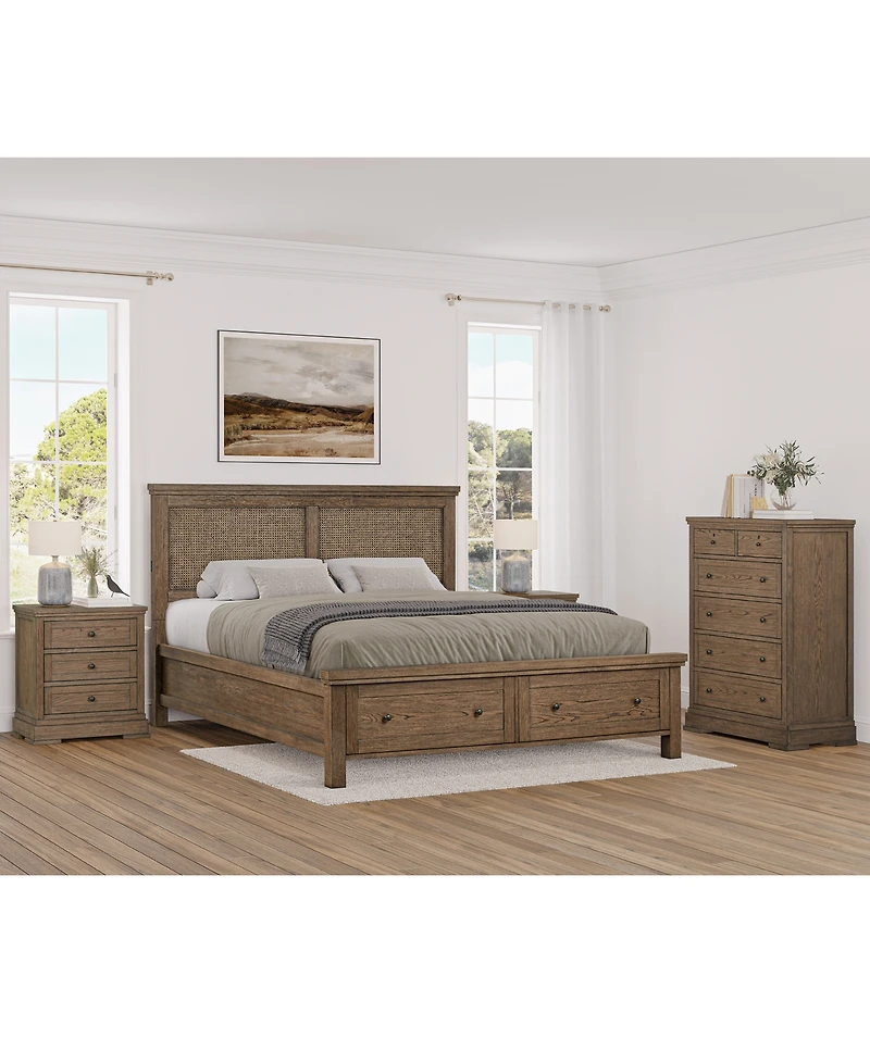 Alverton 3 Pc. California King Cane Storage Set (Bed, Chest & 3-Drawer Nightstand