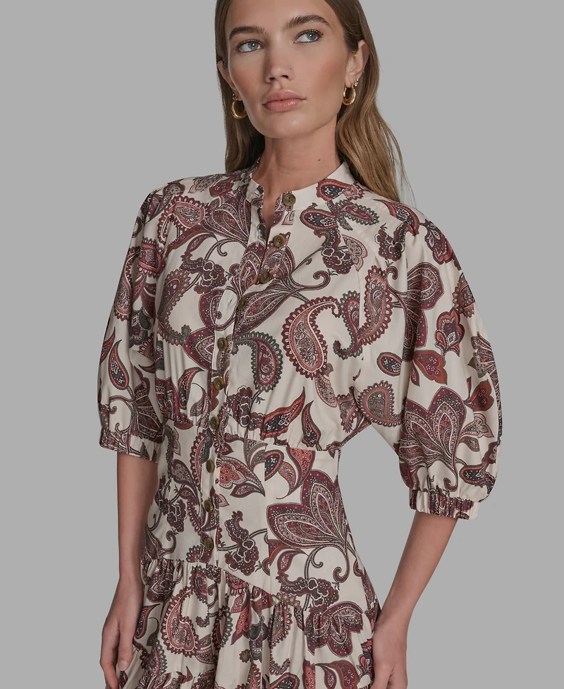 Bcbg Women's Collared Short-Sleeve Fit & Flare Dress