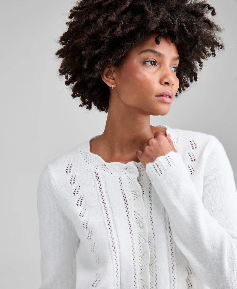 And Now This Women's Pointelle Scalloped-Edge Cardigan, Macy's Exclusive