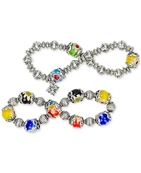 Patricia Nash Beaded Silver-Tone Two-Strand Stretch Bracelet Set