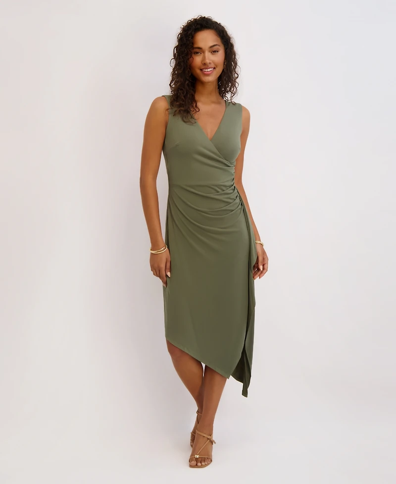 kensie Women's Asymmetrical Midi Dress