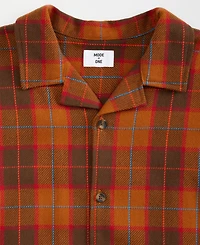 Mode of One Men's Relaxed-Fit Camp-Collar Plaid Flannel Shirt, Macy's Exclusive