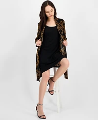 Connected Petite Bodre 3/4-Sleeve Twofer Jacket Dress