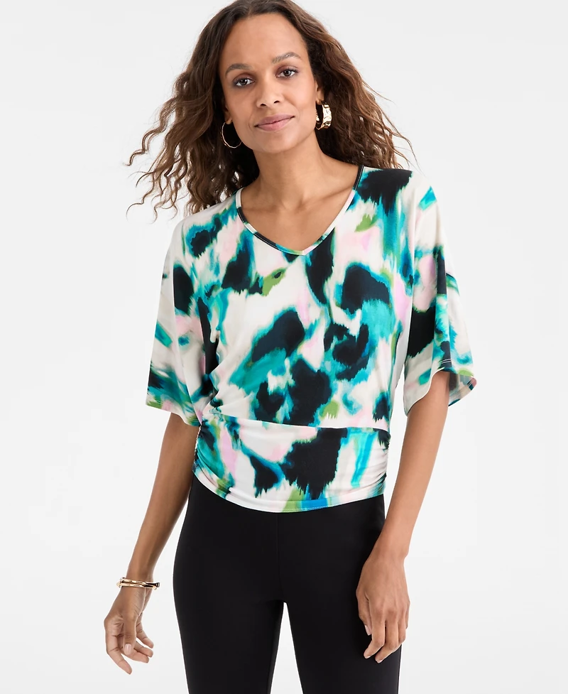I.n.c. International Concepts Petite Watercolor-Print Dolman-Sleeve Top, Macy's Exclusive