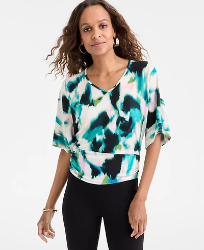 I.n.c. International Concepts Petite Watercolor-Print Dolman-Sleeve Top, Macy's Exclusive