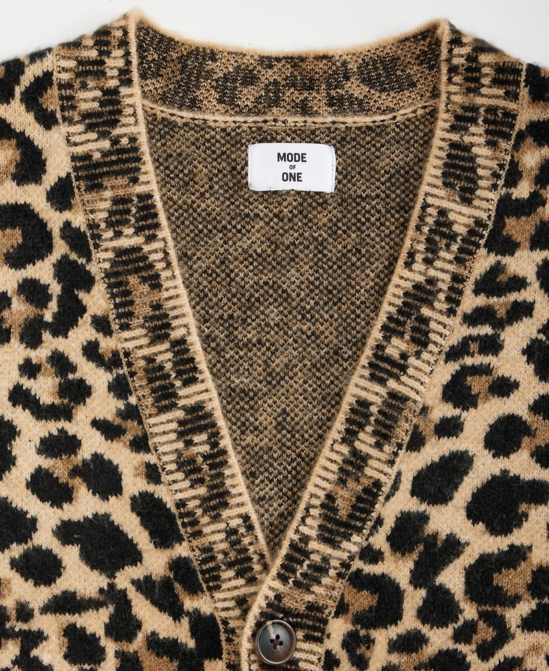Mode of One Men's Leopard-Print V-Neck Cardigan, Macy's Exclusive