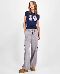Just Polly Juniors' Applique Picot-Trim T-Shirt