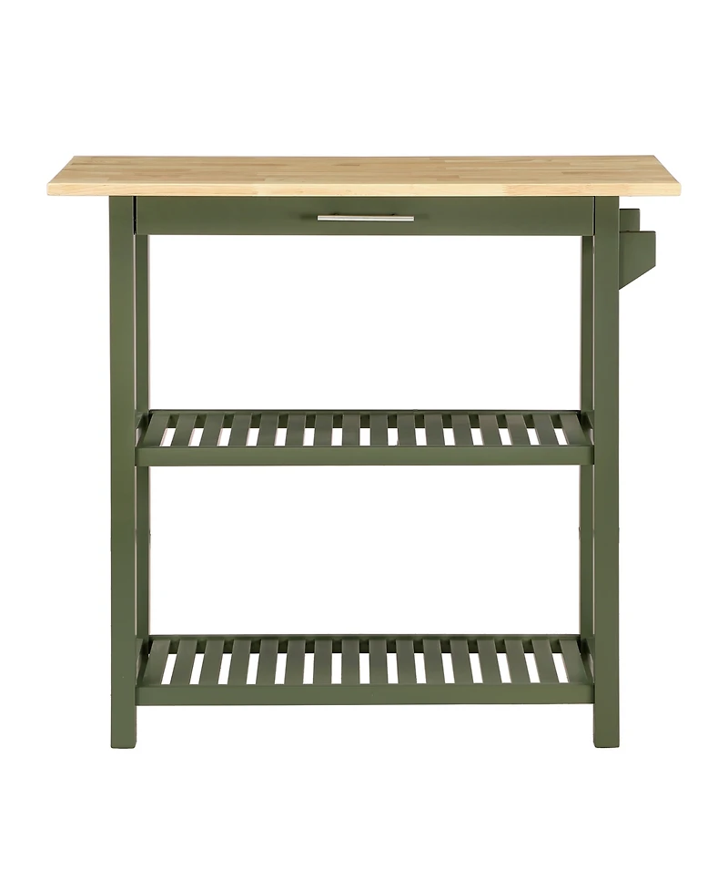 Convenience Concepts 40" Rubberwood Designs2Go 3-Tier Butcher Block Kitchen Prep Island with Drawer