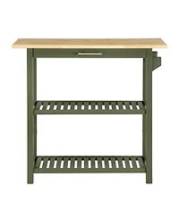 Convenience Concepts 40" Rubberwood Designs2Go 3-Tier Butcher Block Kitchen Prep Island with Drawer