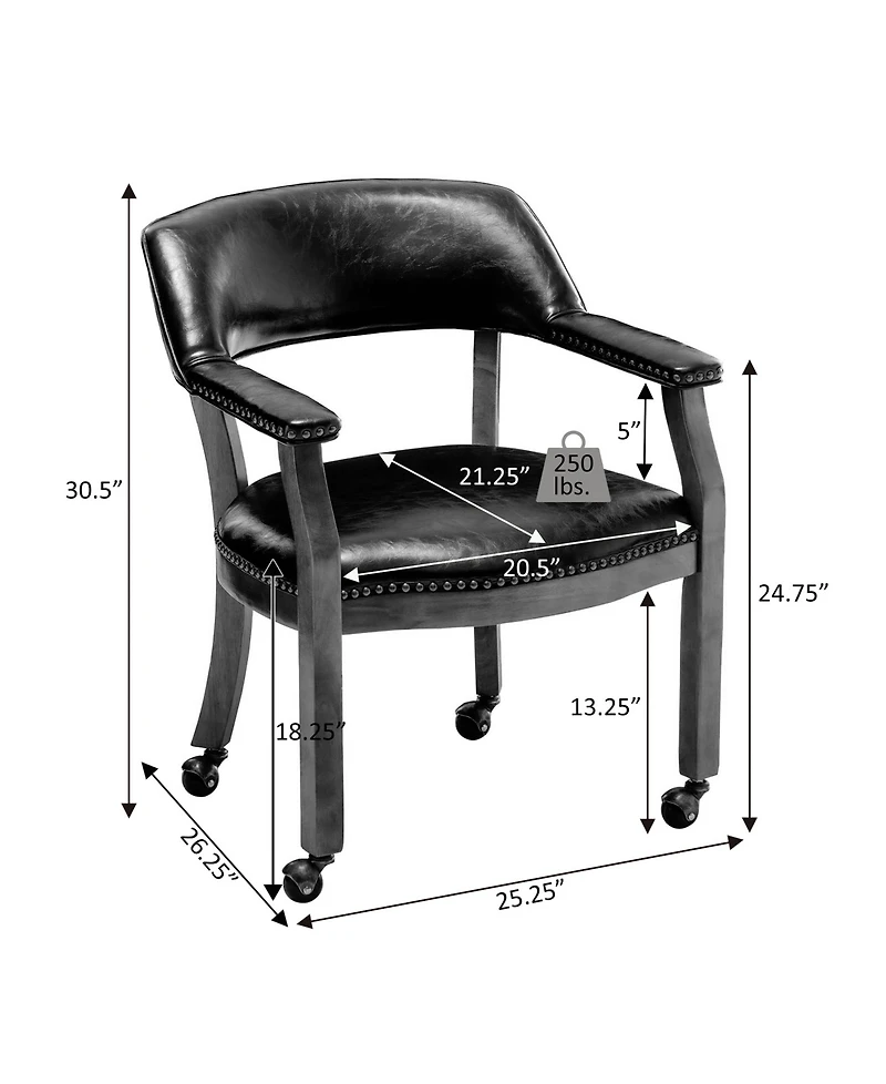 Convenience Concepts 26.25" Faux Leather Take a Seat Dillon Armchair with Wheels