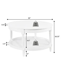 Convenience Concepts 30" Wood French Country Manor No Tools Round Coffee Table