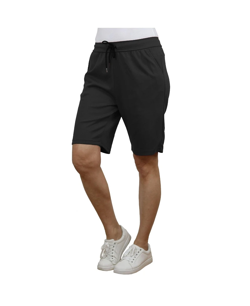 Galaxy By Harvic Women's Loose Fit Tech Fleece Performance Shorts With Heat Seal Zipper Pocket