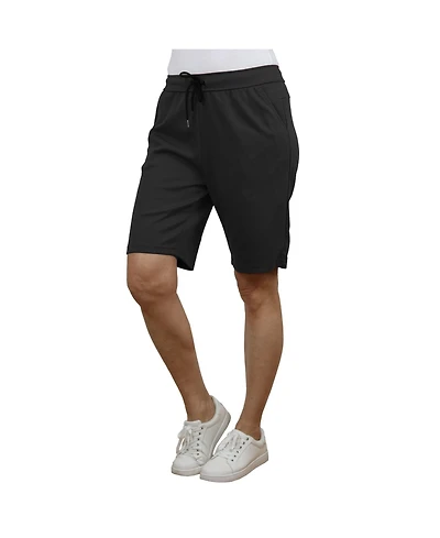 Galaxy By Harvic Women's Loose Fit Tech Fleece Performance Shorts With Heat Seal Zipper Pocket