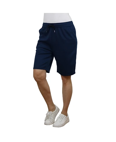 Galaxy By Harvic Women's Loose Fit Tech Fleece Performance Shorts With Heat Seal Zipper Pocket