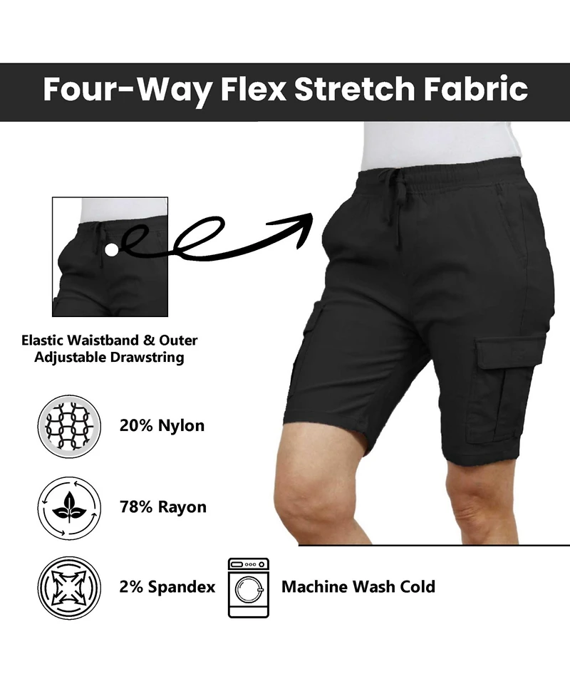 Galaxy By Harvic Women's Loose Fit Super Flex Stretch Cargo Jogger Shorts