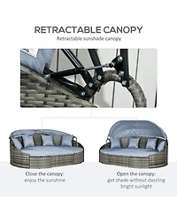 Outsunny Rat Patio Furniture Set with Chairs Table 4 Piece, Light
