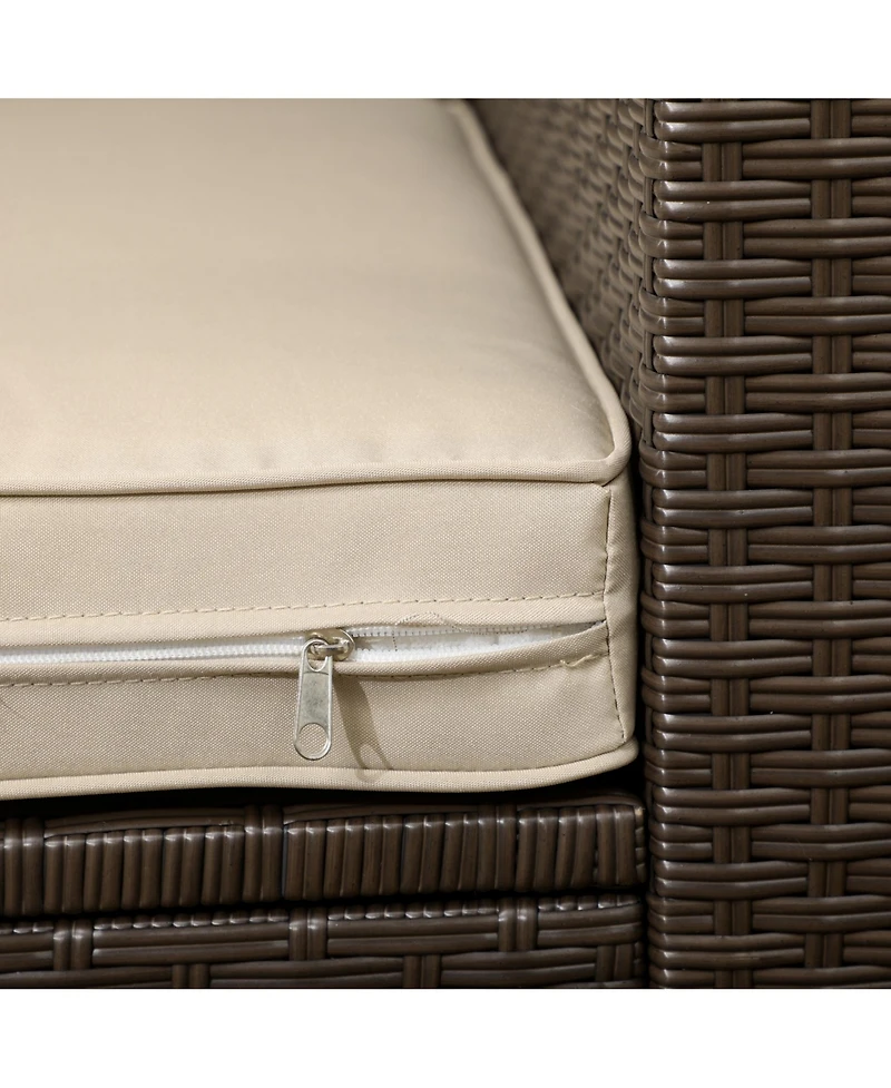 Outsunny Wicker Loveseat, Patio Furniture Couch, Padded Outdoor Sofa,