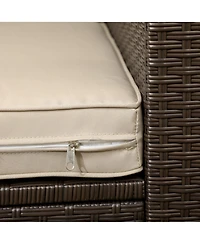Outsunny Wicker Loveseat, Patio Furniture Couch, Padded Outdoor Sofa,