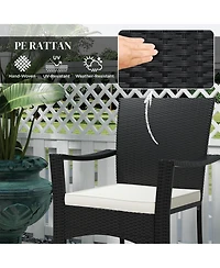 Outsunny 3 Pieces Wicker Outdoor Patio Bistro Set with Cushions,