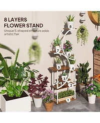 Outsunny 8 Tier Plant Sd, 62" S-Shaped Shelf, ish