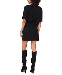 Vince Camuto Women's Cozy Mock Neck Short-Sleeve Sweater