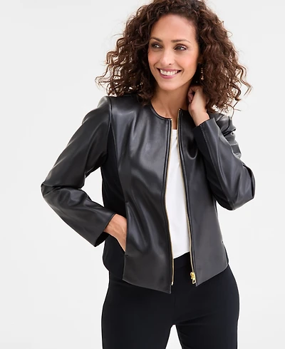 Jm Collection Women's Faux-Leather Jacket, Macy's Exclusive