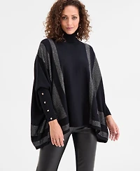 Jm Collection Women's Turtleneck Long-Sleeve Poncho Sweater, Macy's Exclusive