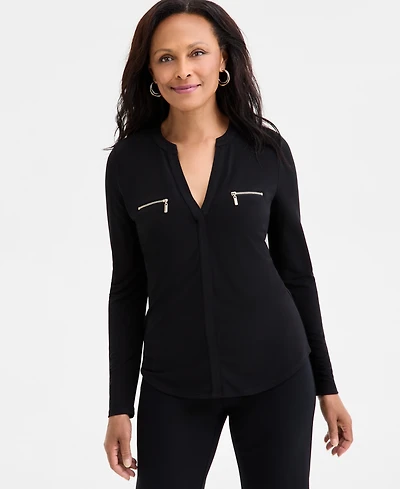 Jm Collection Women's Zip Pocket Top, Macy's Exclusive