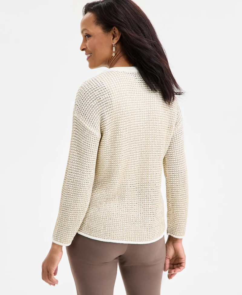 Jm Collection Women's Lurex Novelty One-Button Cardigan