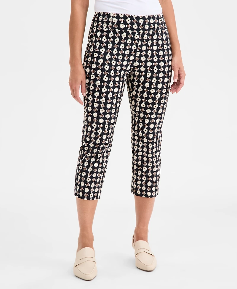 Jm Collection Women's Printed Pull-On Capri Tummy-Control Pants, Macy's Exclusive