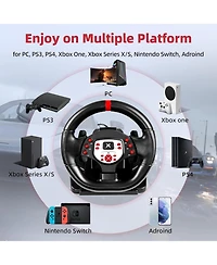Nbcp 180°Gaming Racing Steering Wheel with Pedals & Dual Motors for Pc, Xbox, PS4, Switch – Adjustable Height, Tilt, Vibration, Strong Fix