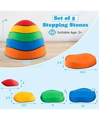 Gymax Toddler 5 Pcs Stepping Stones w/ Non-Slip Edge Sensory Toy for Indoor/Outdoor Play