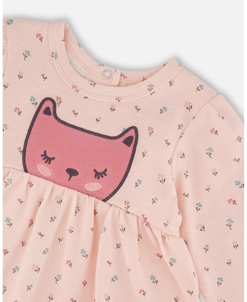 Deux par Baby Girl Cotton Dress and Leggings Set Pink Mini Floral