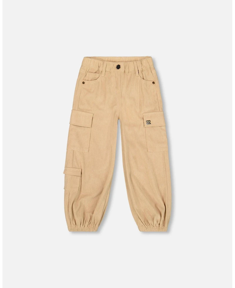 Deux par Big Girls Parachute Corduroy Pants with Cargo Pockets Light Pecan Brown