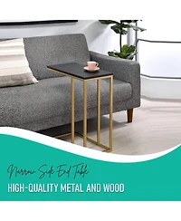 Kings Brand Furniture C-Shaped End Table Side Table for Sofa and Bed Couch Table Tv Tray for Bedroom and Living Room (Gold/Black)
