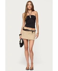 Edikted Women's Carmel Bead Ruched Halter Top