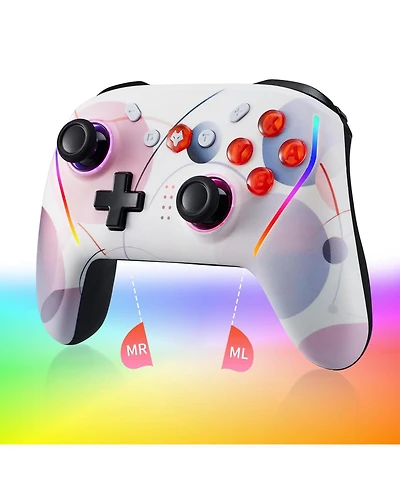 Nbcp Wireless Switch 2 Pro Controller with Back Buttons, Rgb 7-Color Light, 6-Axis Gyro, Turbo, One-Touch Start, Compatible with Switch, Android, iOS,
