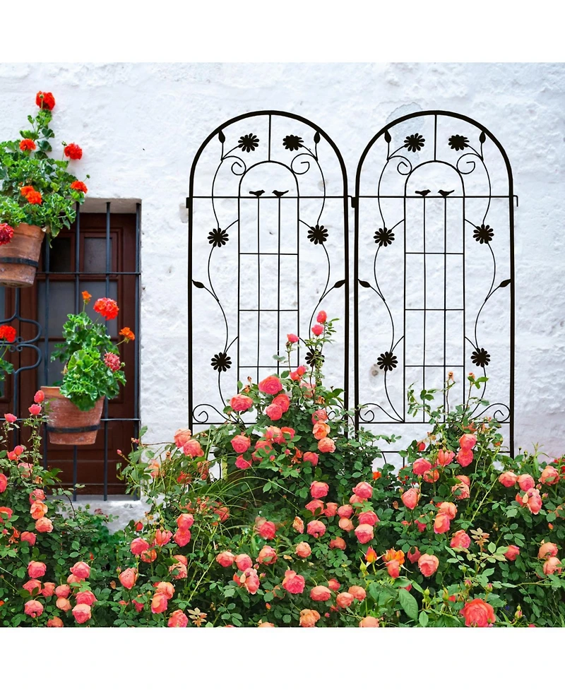 Streamdale Furniture 2 Pack Metal Garden Trellis 86.7" Black