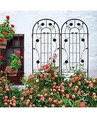 Streamdale Furniture 2 Pack Metal Garden Trellis 86.7" Black