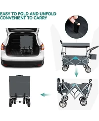 Streamdale Furniture Push & Pull Utility Folding Wagon with Removable Canopy gray