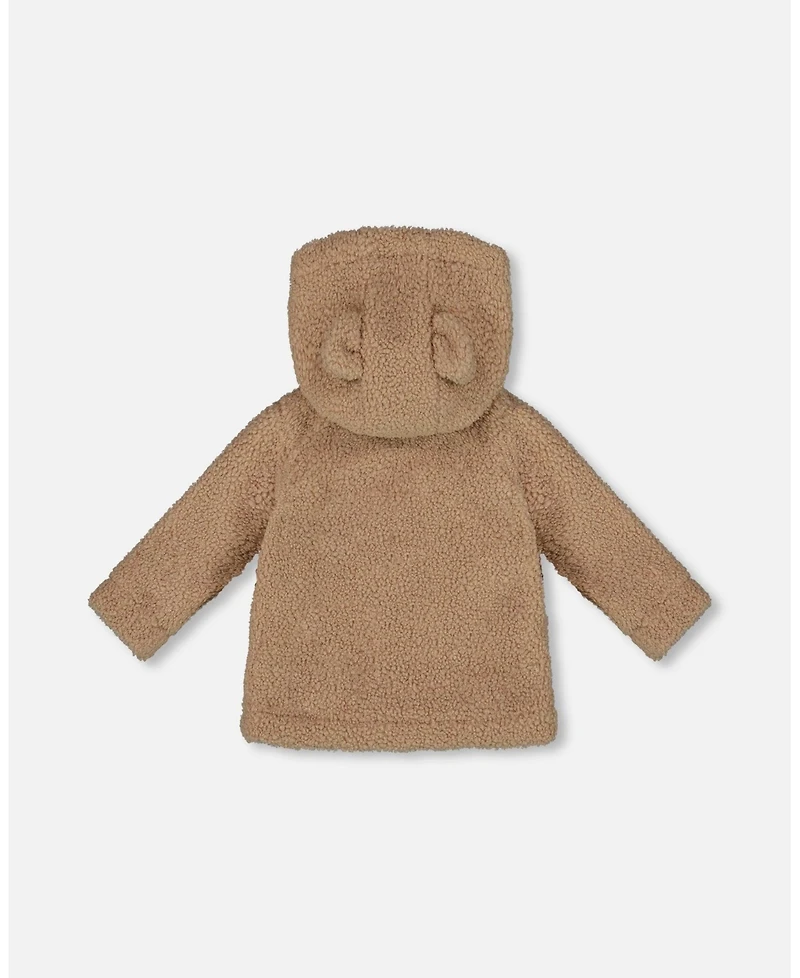 Deux par Baby Boys Sherpa Bear Hooded Zip Jacket Brown