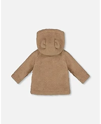 Deux par Baby Boys Sherpa Bear Hooded Zip Jacket Brown